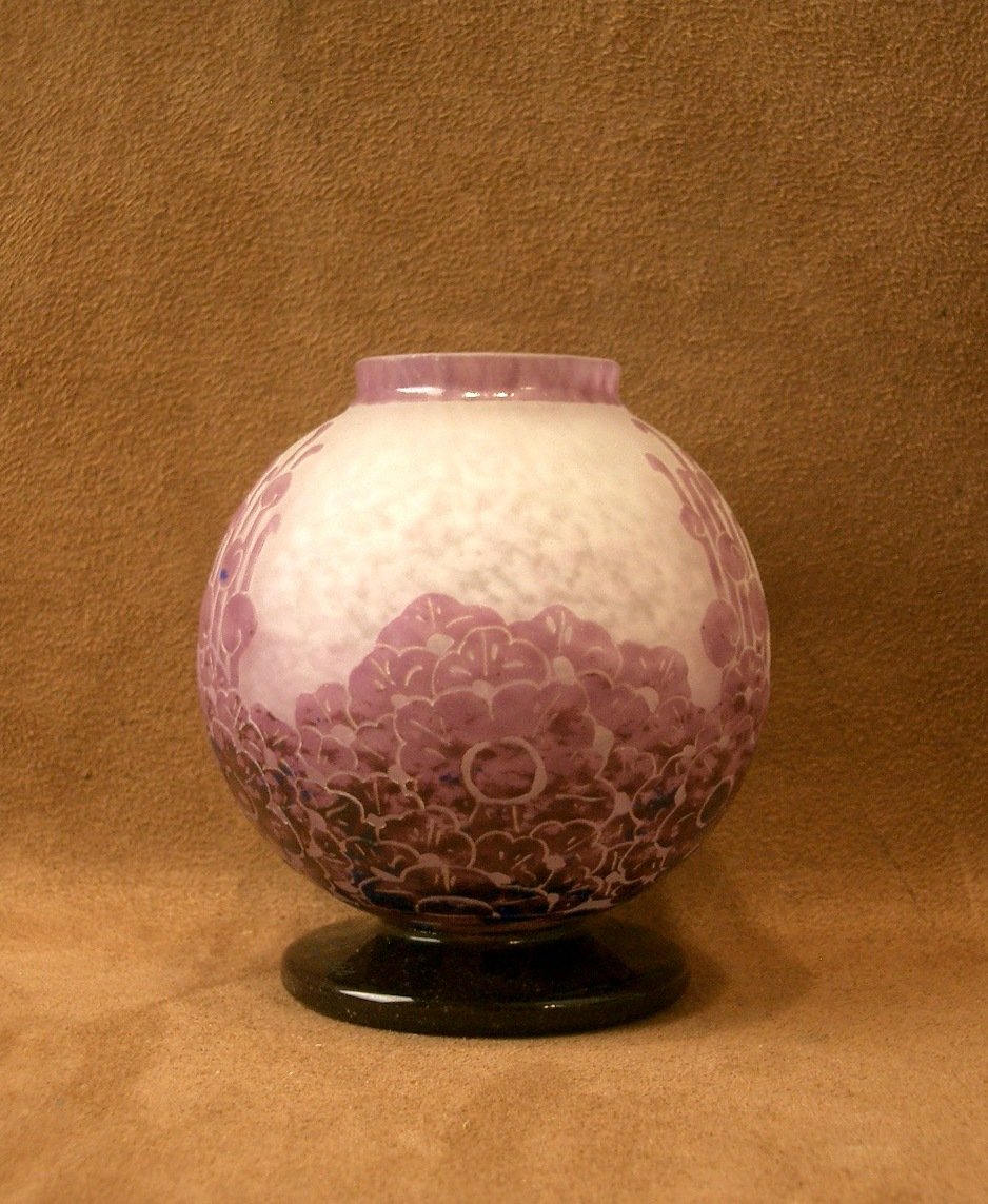 Petit vase boule Art Deco Le verre Français -photo-2