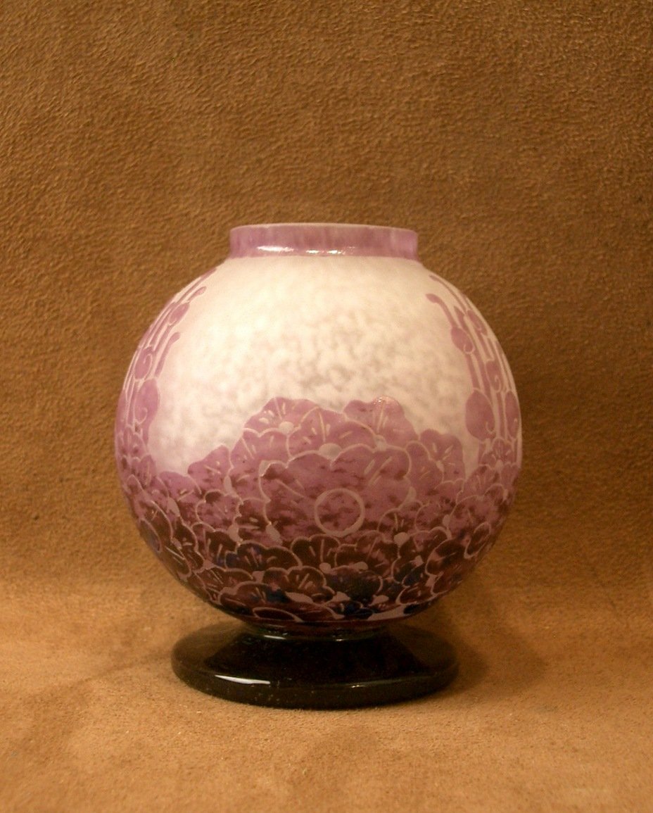 Petit vase boule Art Deco Le verre Français -photo-4