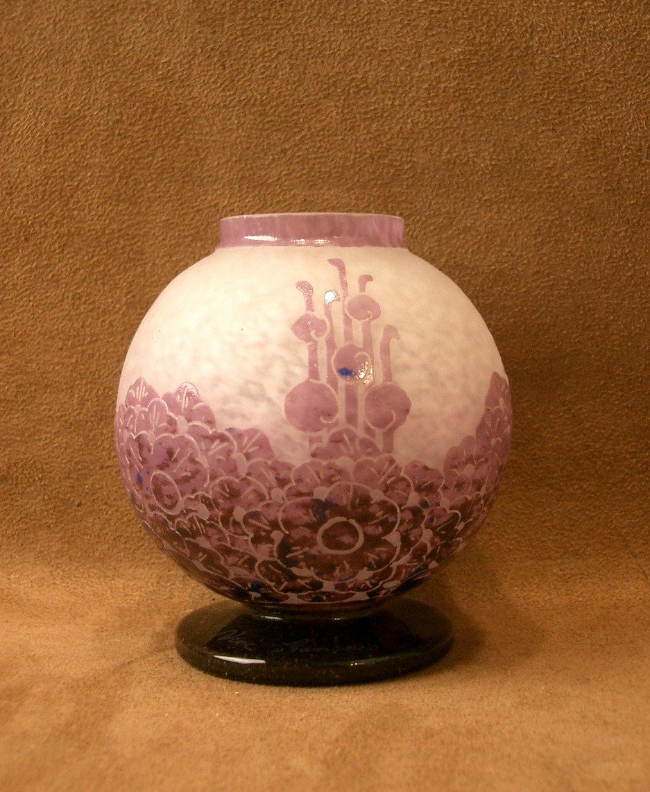 Petit vase boule Art Deco Le verre Français -photo-1