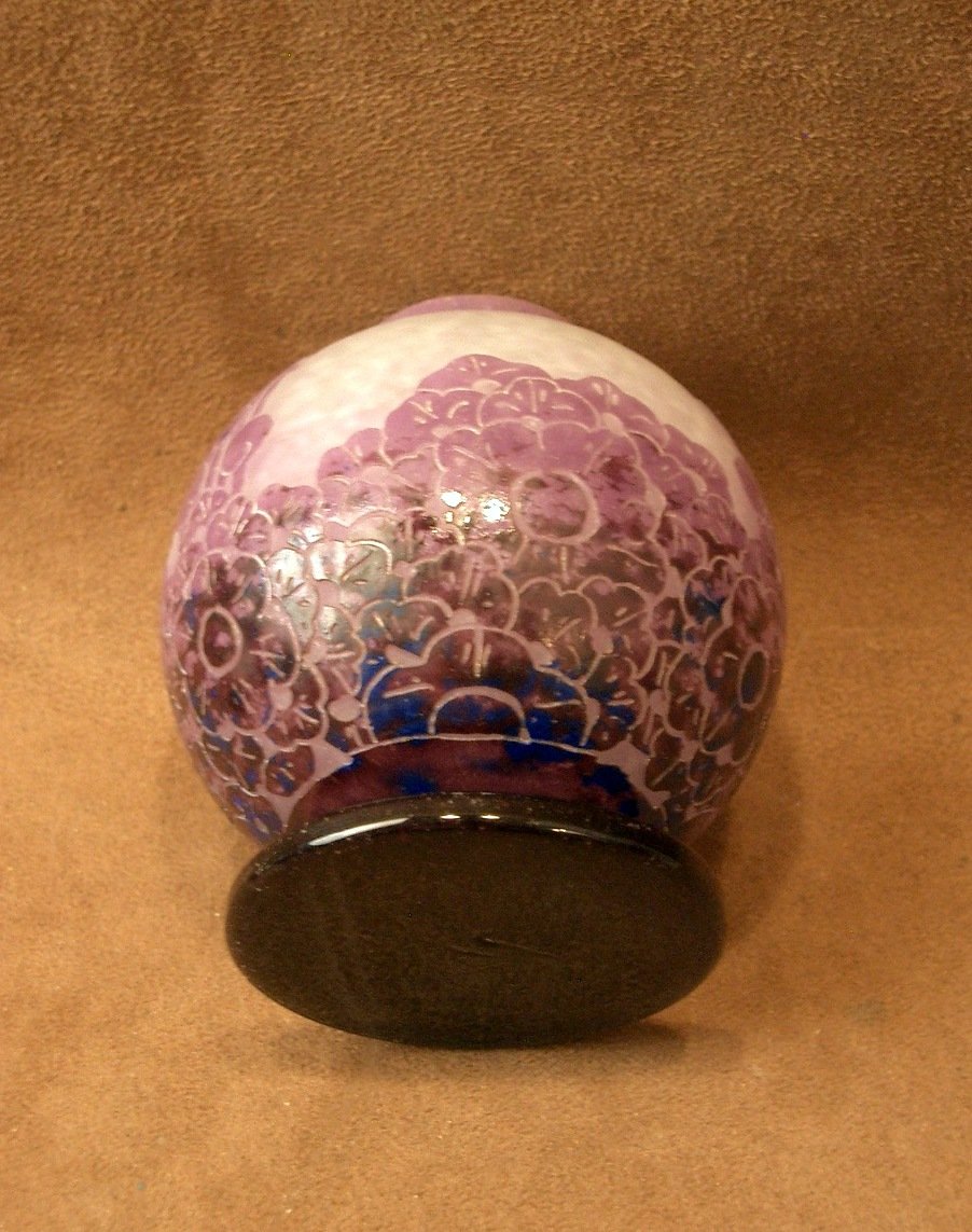 Petit vase boule Art Deco Le verre Français -photo-3