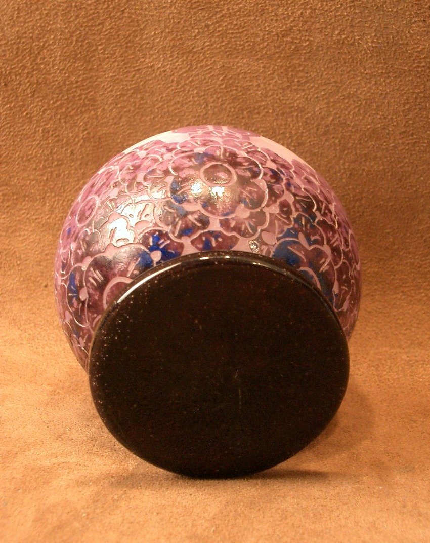 Petit vase boule Art Deco Le verre Français -photo-8