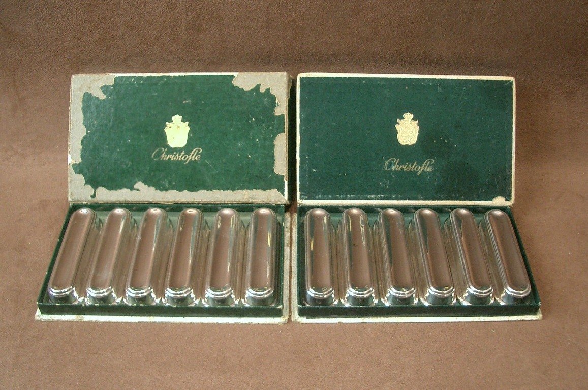 Suite Of 12 Christofle Silver-plated Knife Rests, Albi Model-photo-3