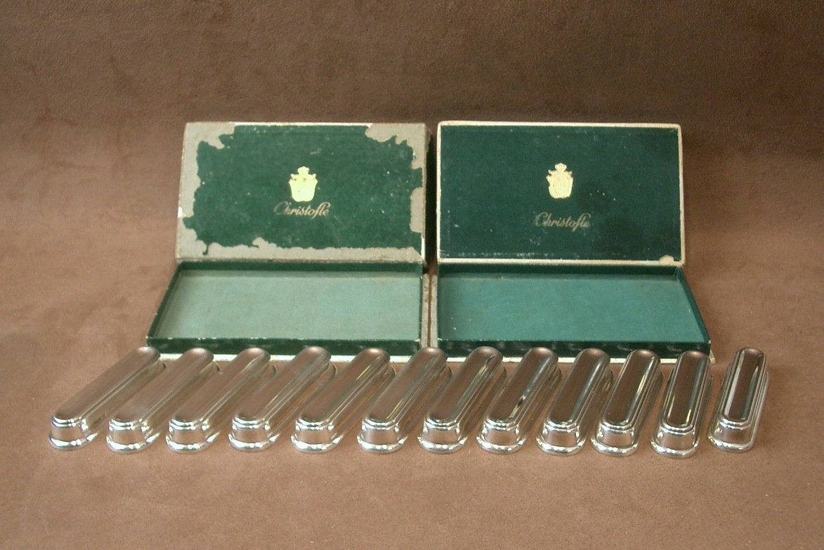 Suite Of 12 Christofle Silver-plated Knife Rests, Albi Model-photo-4