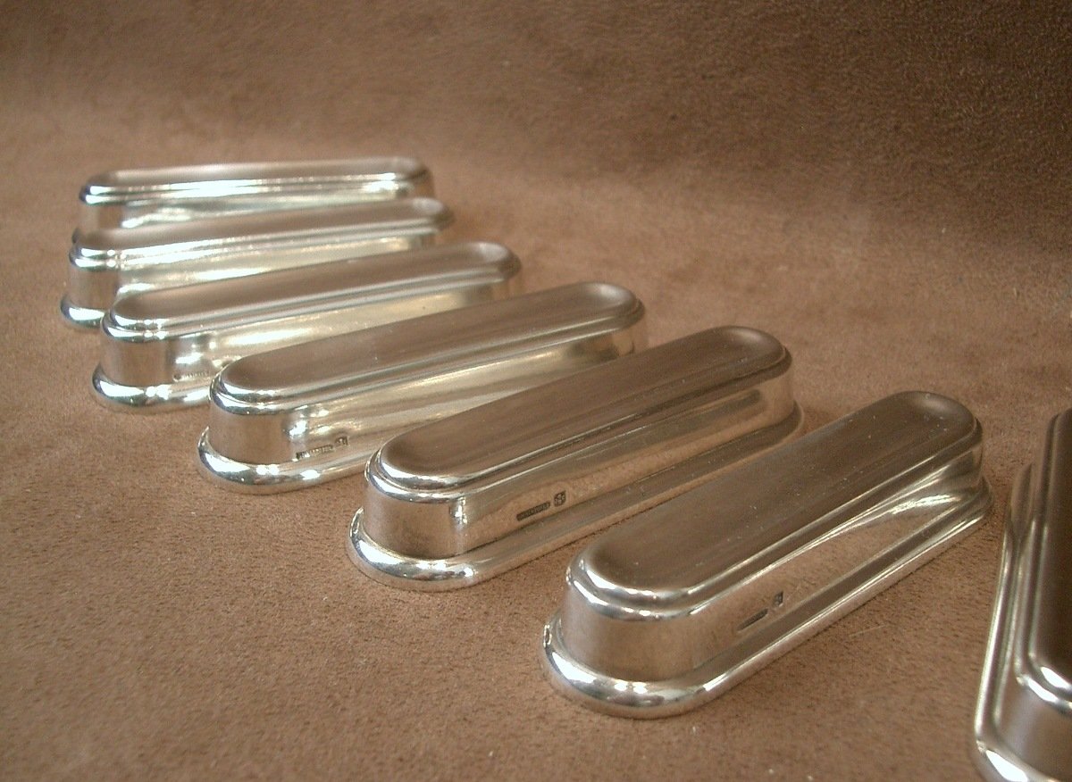 Suite Of 12 Christofle Silver-plated Knife Rests, Albi Model-photo-3