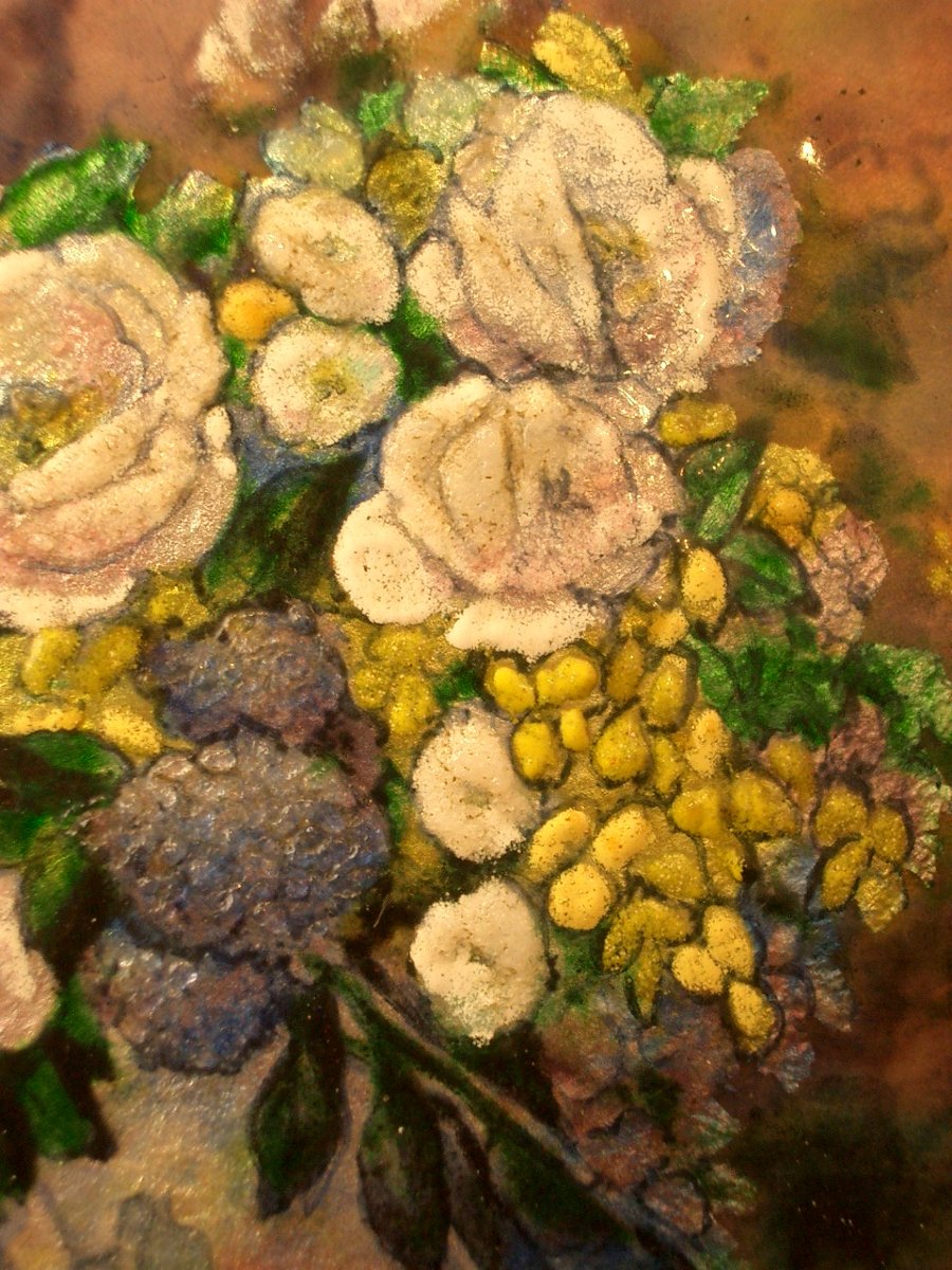 Limoges Enamel Painting Signed Fauré, -photo-1