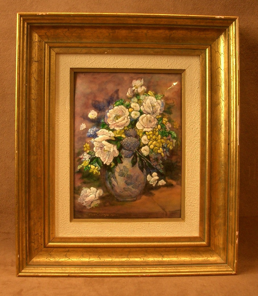 Limoges Enamel Painting Signed Fauré, 