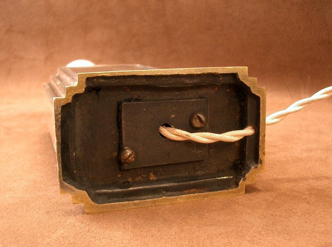 Lampe Art Déco en bronze argenté, signée -photo-7