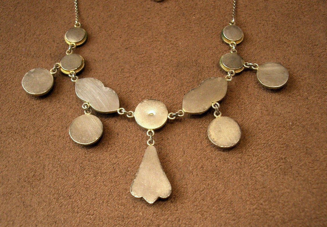 Antique Drapery Necklace In Silver, Vermeil And Micro Mosaic-photo-6
