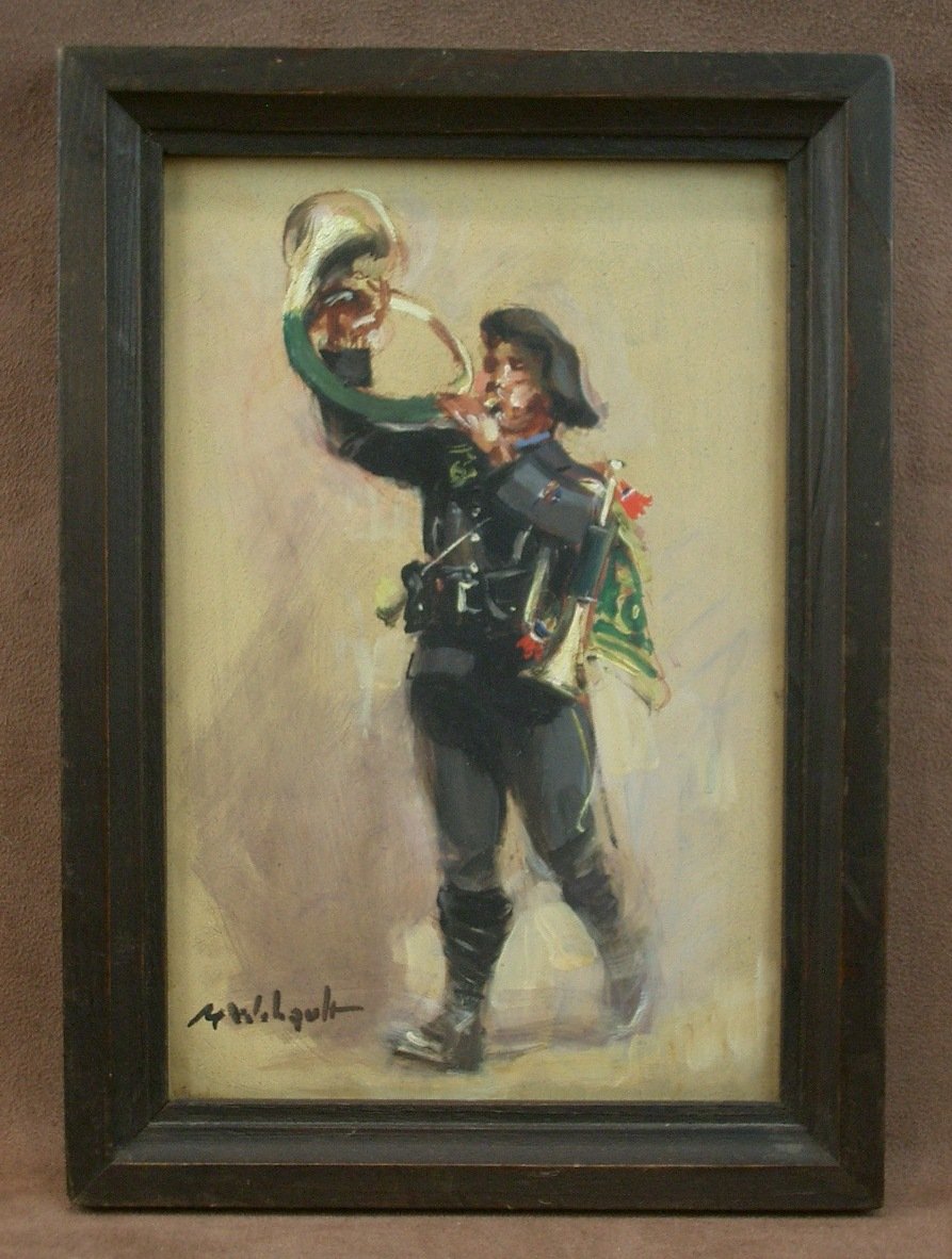 Marcel Wibault Peinture ancienne Portrait de Chasseur Alpin -photo-1