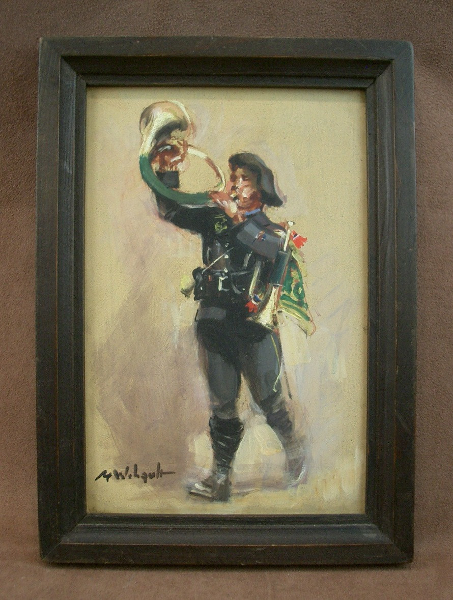 Marcel Wibault Peinture ancienne Portrait de Chasseur Alpin 
