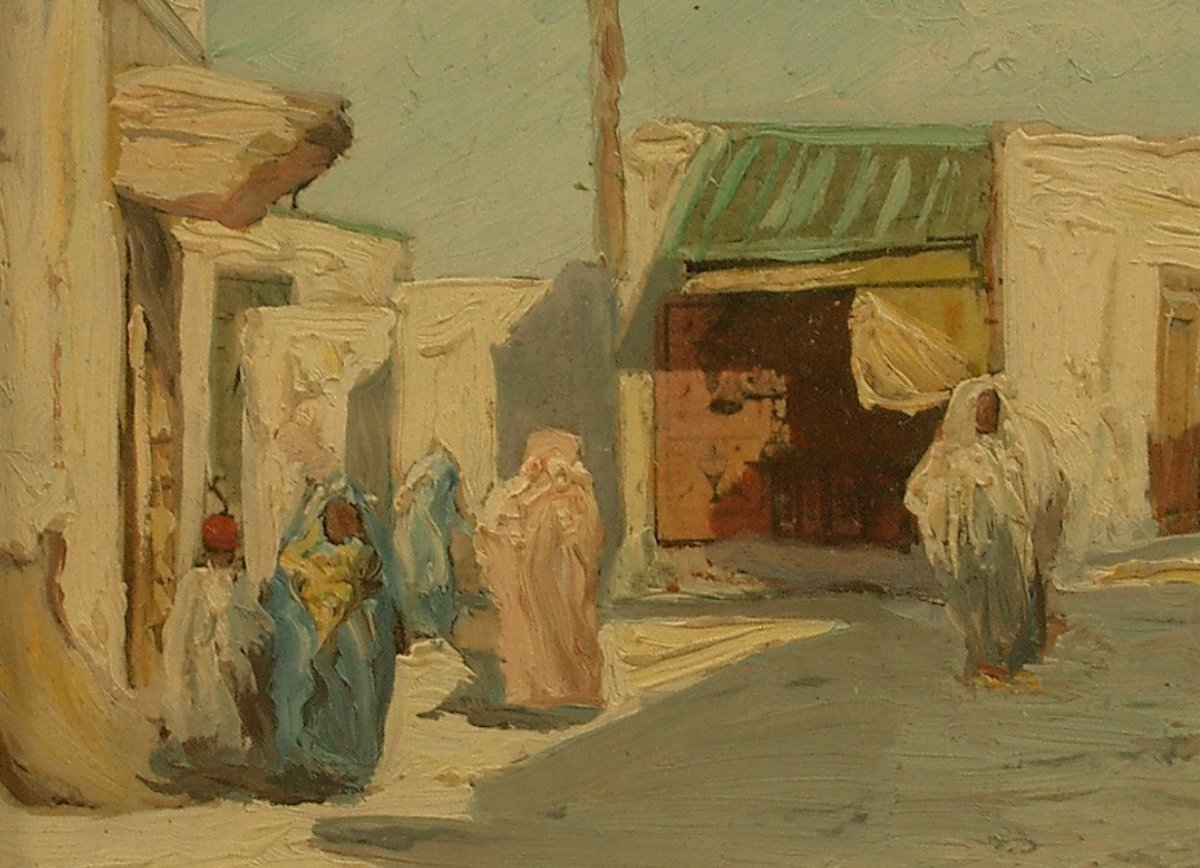 Petite peinture orientaliste, huile sur papier signée-photo-3