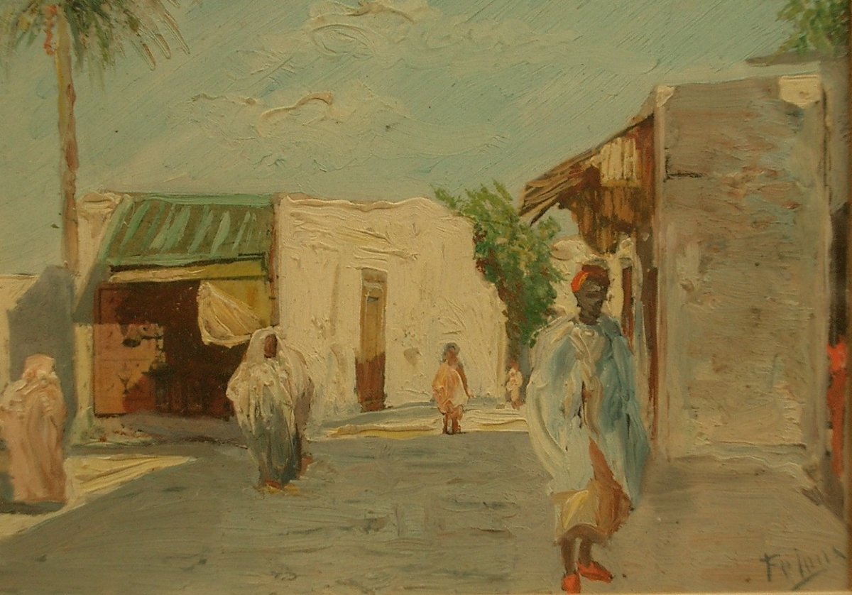 Petite peinture orientaliste, huile sur papier signée-photo-5