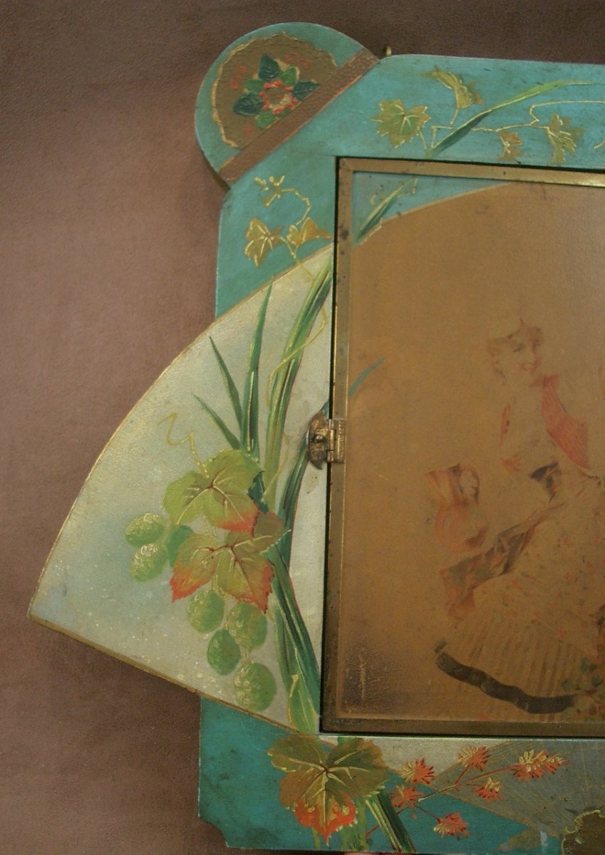 Triptych Mirror Art Nouveau 1900 Lacquered Wood, Japanese Decor-photo-1