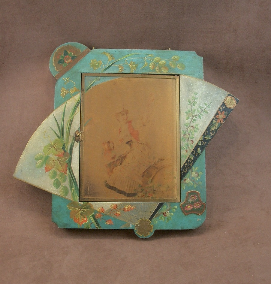 Triptych Mirror Art Nouveau 1900 Lacquered Wood, Japanese Decor