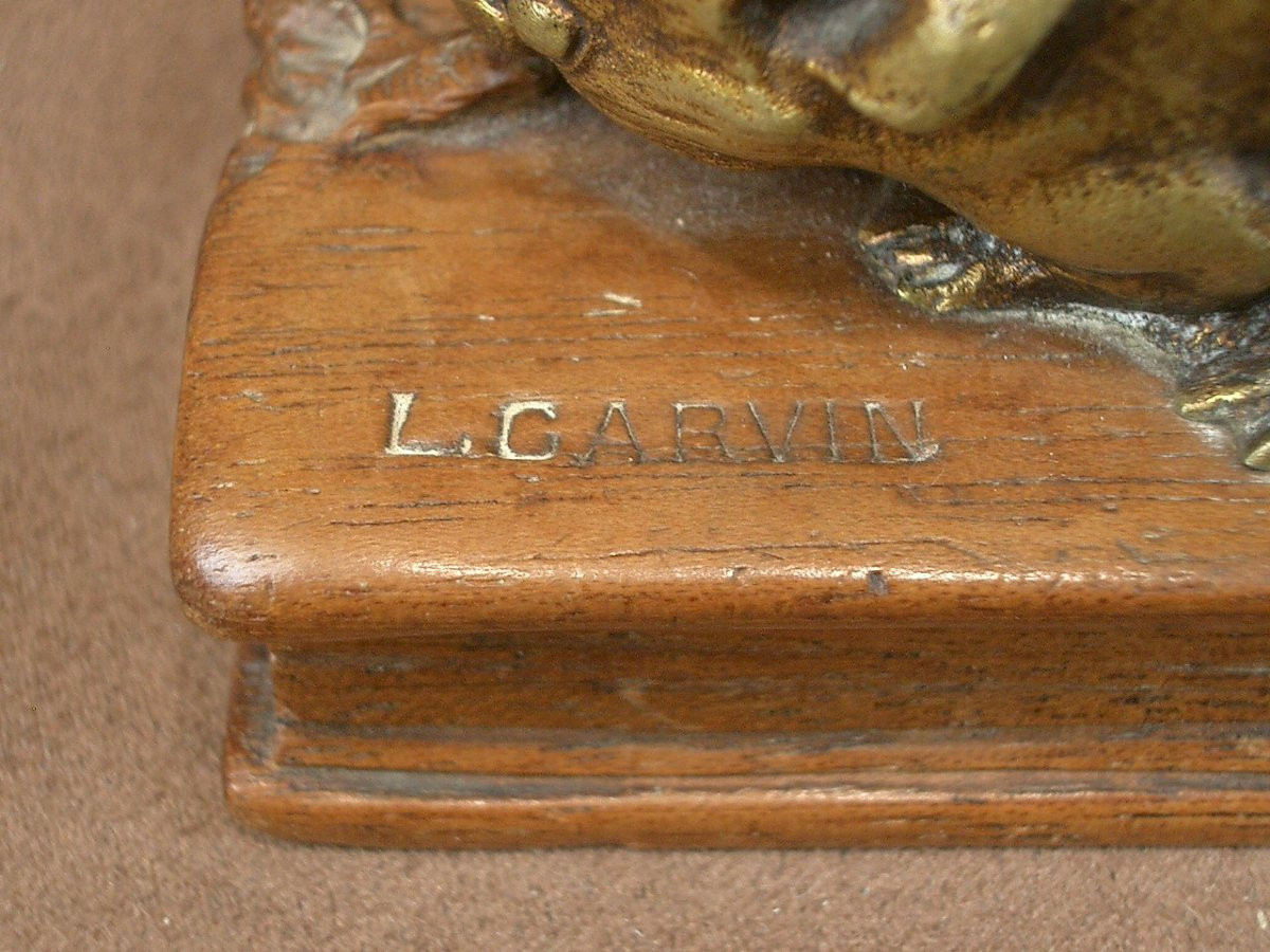 Louis Carvin, Bronze Mouse Nibbling A Book, Antique Bronze Sculpture-photo-1