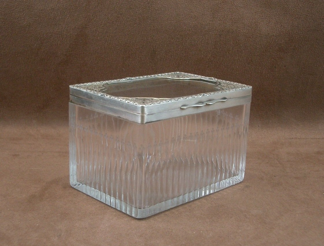 Cut Crystal And Sterling Silver Case Silversmith Risler Et Carré Paris-photo-2