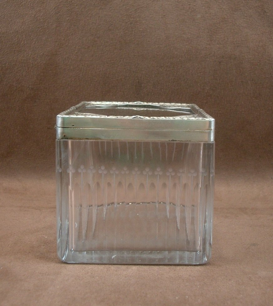 Cut Crystal And Sterling Silver Case Silversmith Risler Et Carré Paris-photo-3
