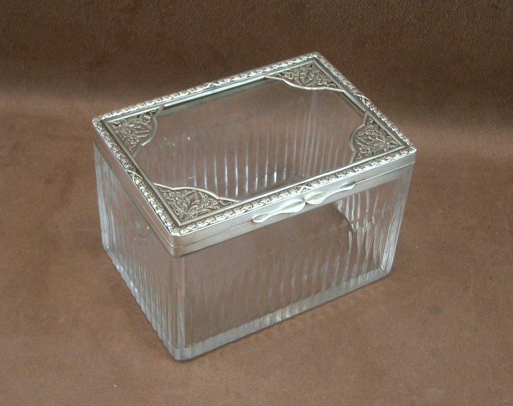Cut Crystal And Sterling Silver Case Silversmith Risler Et Carré Paris-photo-5