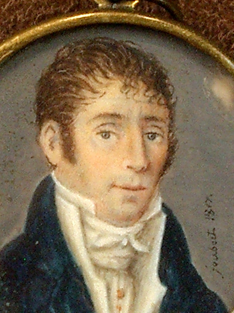 Peinture miniature portrait d'homme de qualité, du début du XIXe siècle signée datée 1817-photo-4