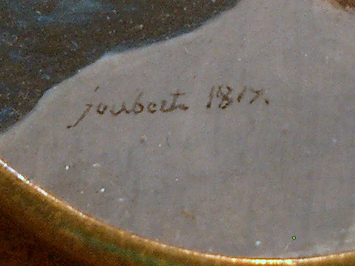 Peinture miniature portrait d'homme de qualité, du début du XIXe siècle signée datée 1817-photo-3