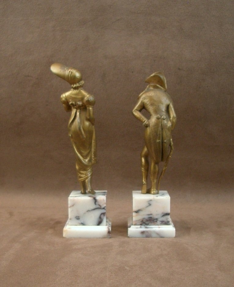 Couple d'élégants , Sculptures Chrysélephantines vers 1930 signées Degrange-photo-2