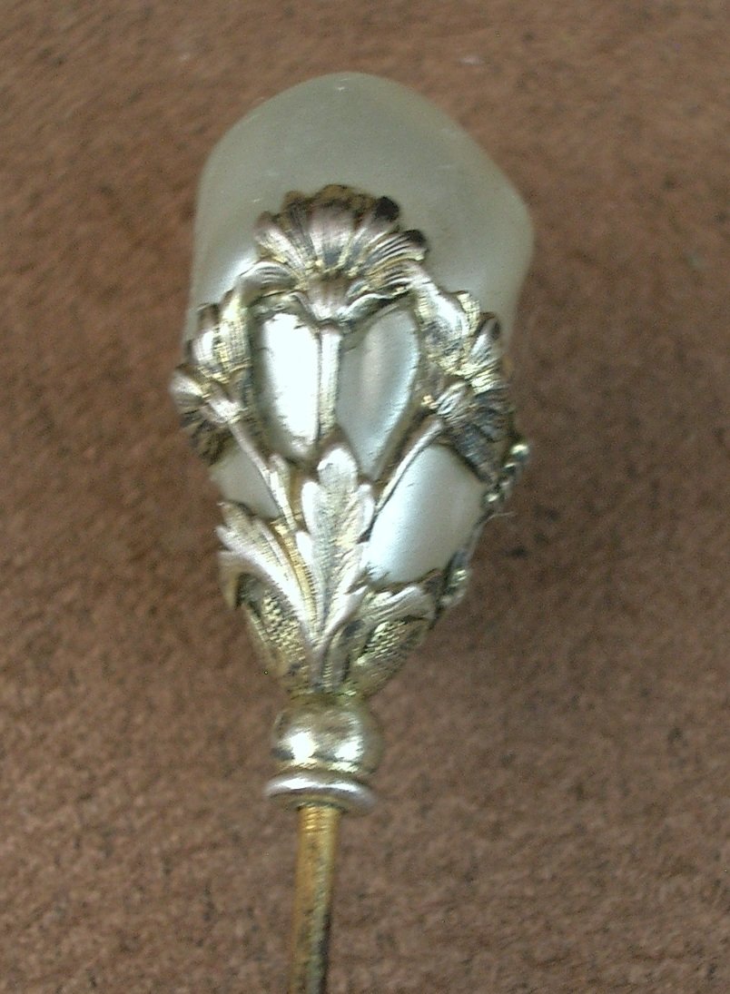 Epingle à chapeau ancienne Art Nouveau en argent -photo-3