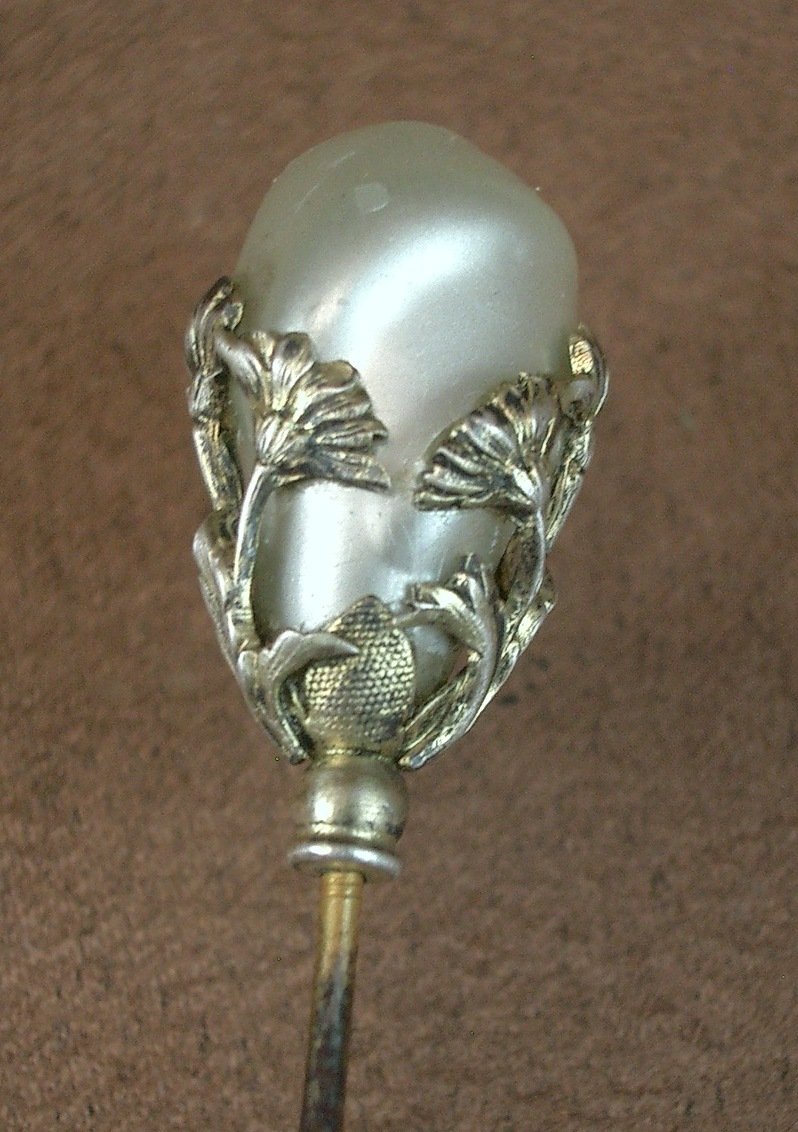 Epingle à chapeau ancienne Art Nouveau en argent -photo-4