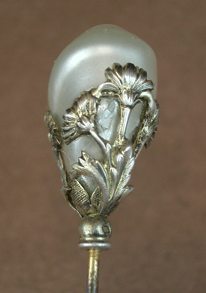 Epingle à chapeau ancienne Art Nouveau en argent -photo-1