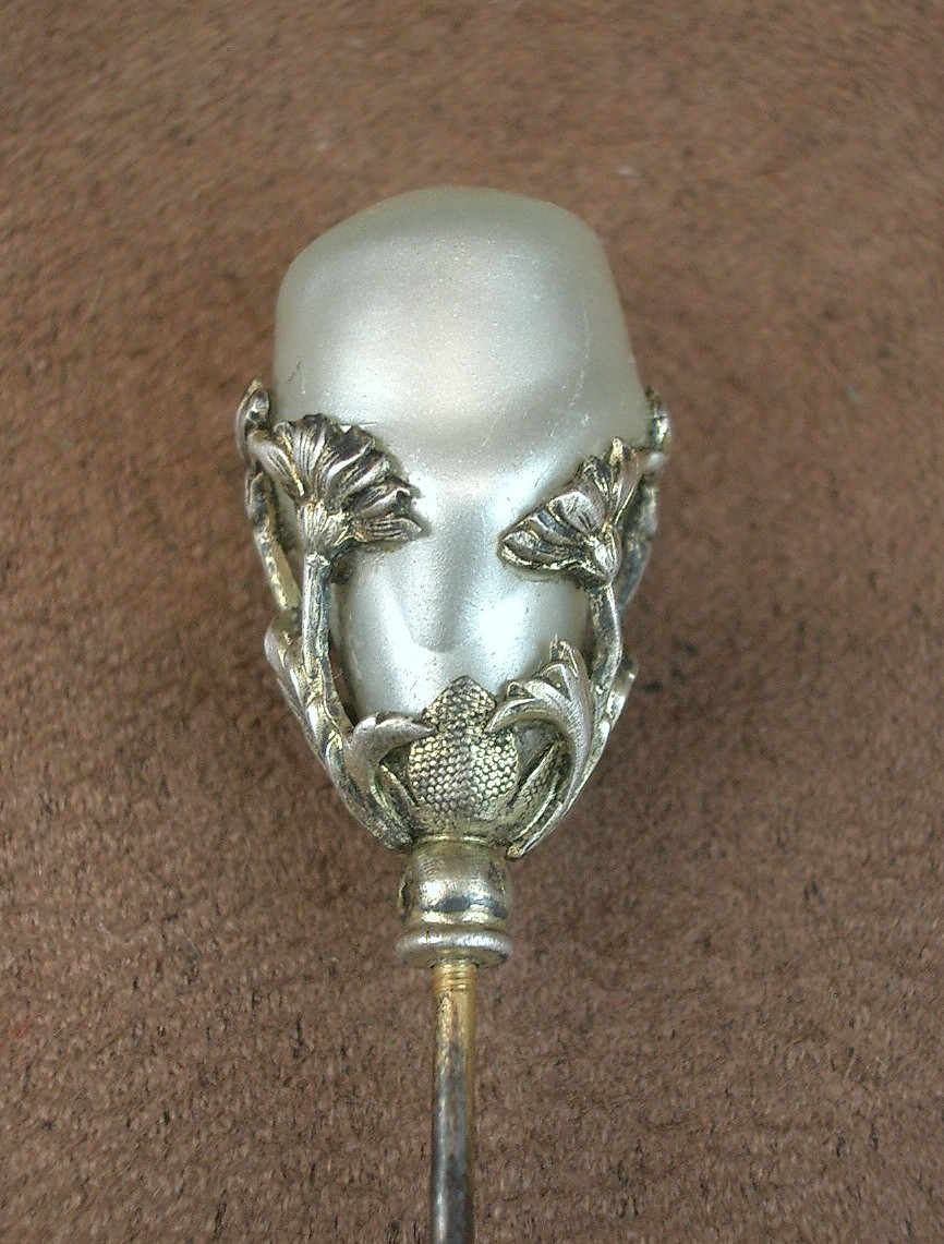 Epingle à chapeau ancienne Art Nouveau en argent 