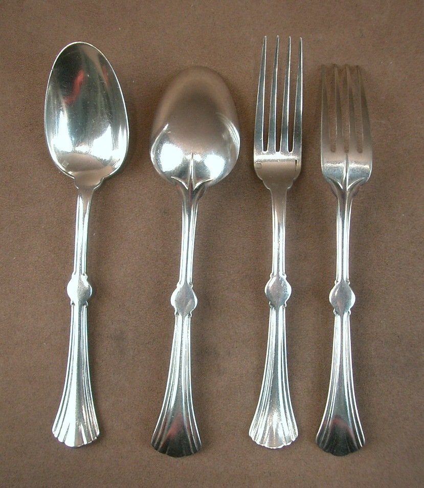 Art Nouveau Silver-plated Christofle Lotus Model 108 Pieces-photo-4