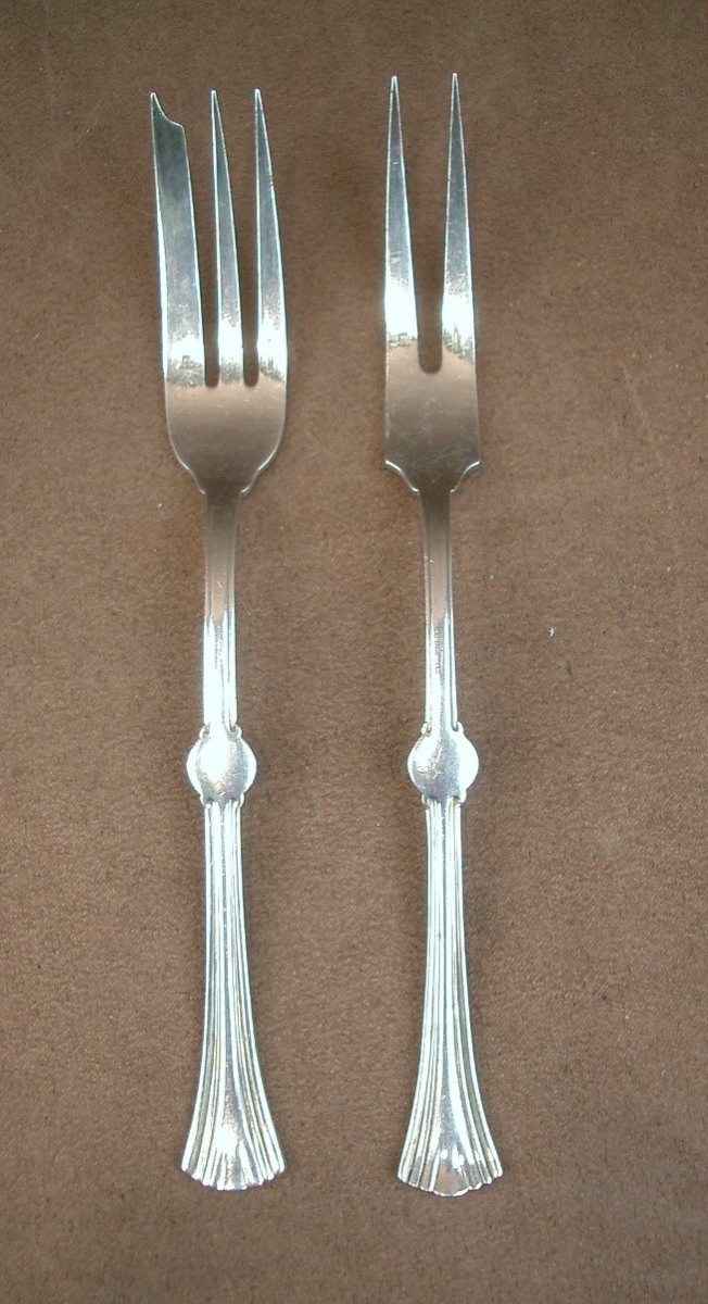 Art Nouveau Silver-plated Christofle Lotus Model 108 Pieces-photo-8