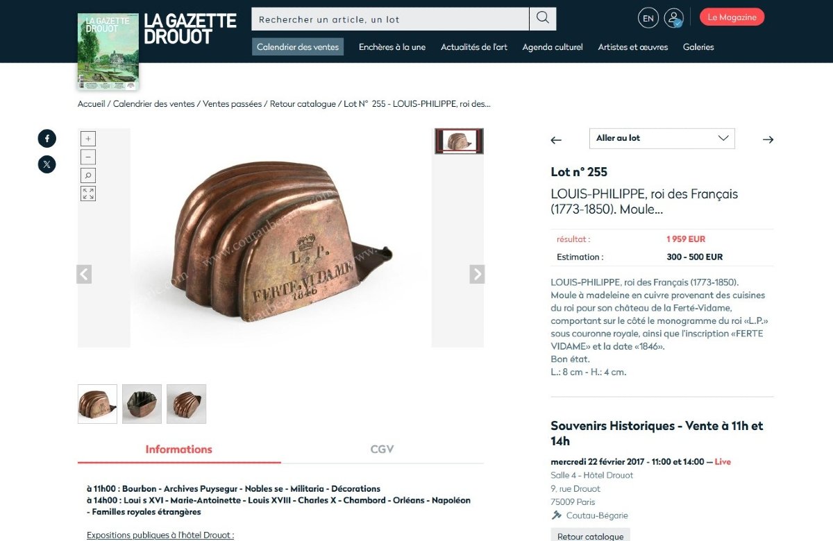 Moule à madeleine en cuivre Cuisines du roi Louis Philippe 1er pour son château de Bizy-photo-7