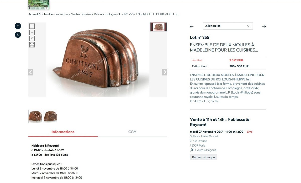 Moule à madeleine en cuivre Cuisines du roi Louis Philippe 1er pour son château de Bizy-photo-8
