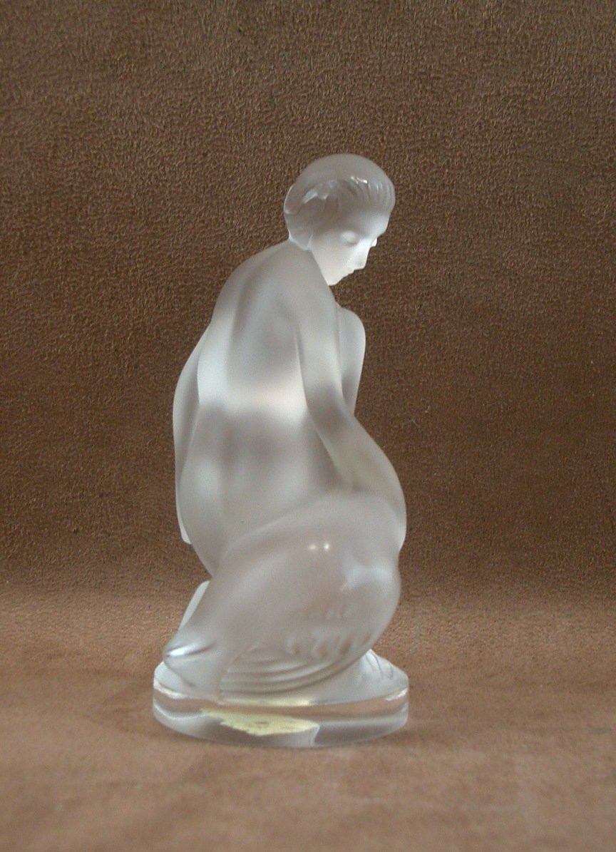 Statuette en cristal femme Léda et le Cygne signée Lalique -photo-4