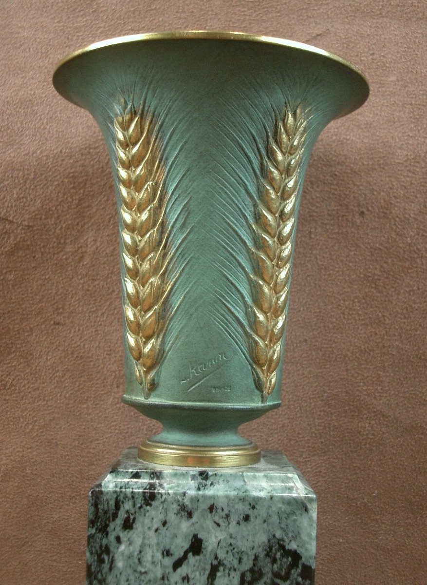 Vase en bronze doré et patiné Art Nouveau signé Léon Kann (1859-1925) -photo-2