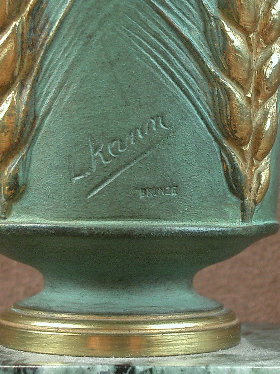 Vase en bronze doré et patiné Art Nouveau signé Léon Kann (1859-1925) -photo-3