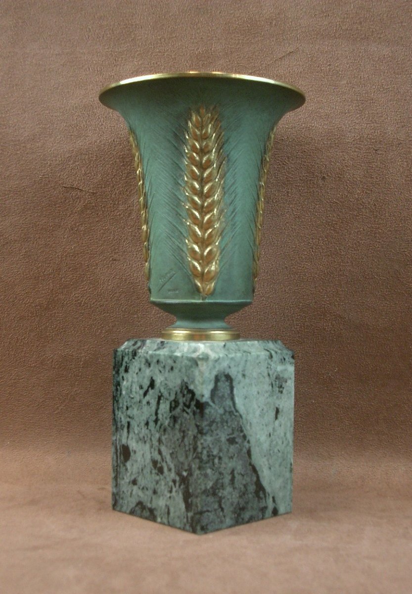 Vase en bronze doré et patiné Art Nouveau signé Léon Kann (1859-1925) -photo-4