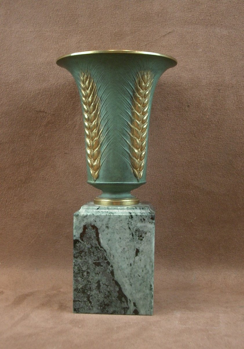 Vase en bronze doré et patiné Art Nouveau signé Léon Kann (1859-1925) -photo-2