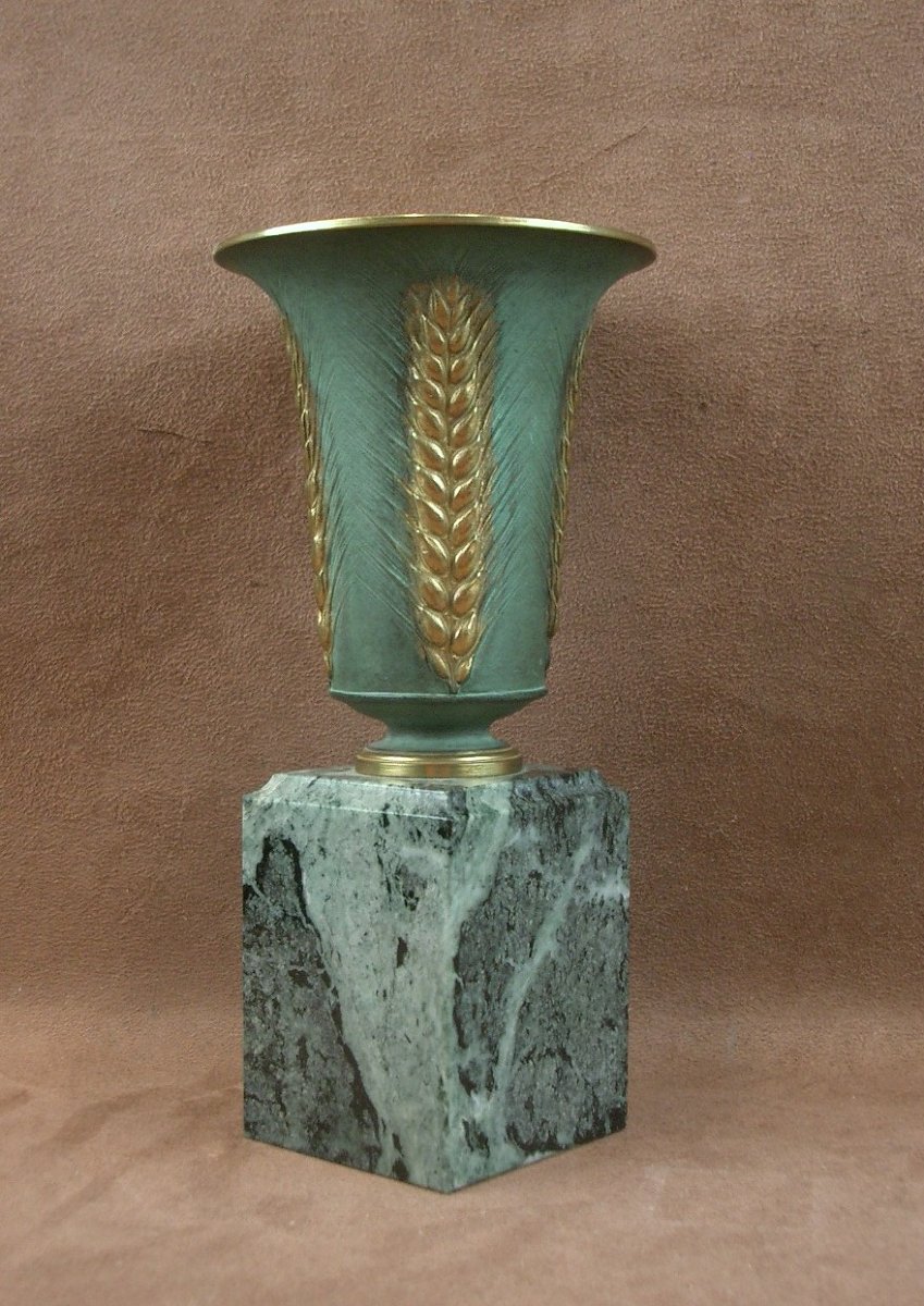 Vase en bronze doré et patiné Art Nouveau signé Léon Kann (1859-1925) -photo-3