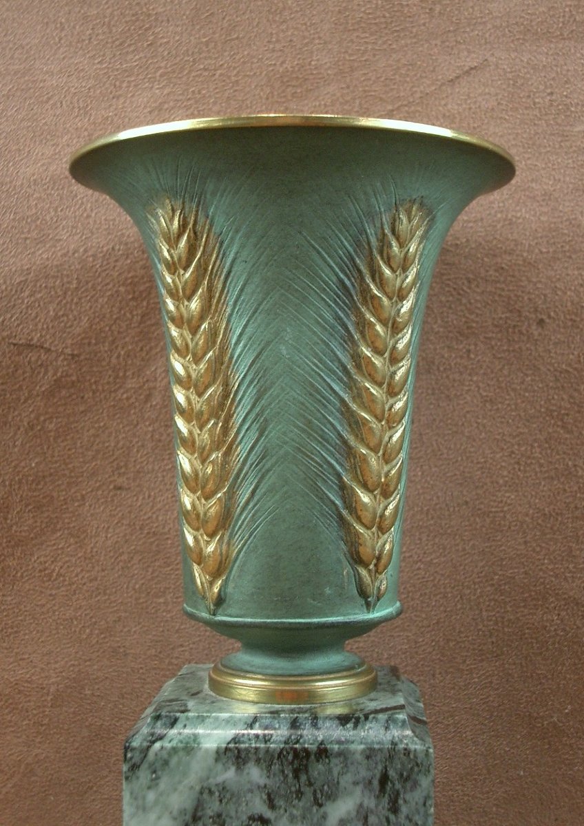 Vase en bronze doré et patiné Art Nouveau signé Léon Kann (1859-1925) -photo-5