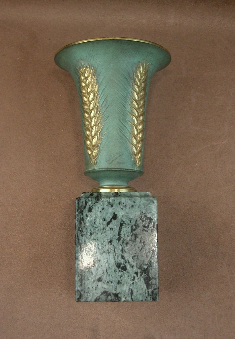 Vase en bronze doré et patiné Art Nouveau signé Léon Kann (1859-1925) -photo-8