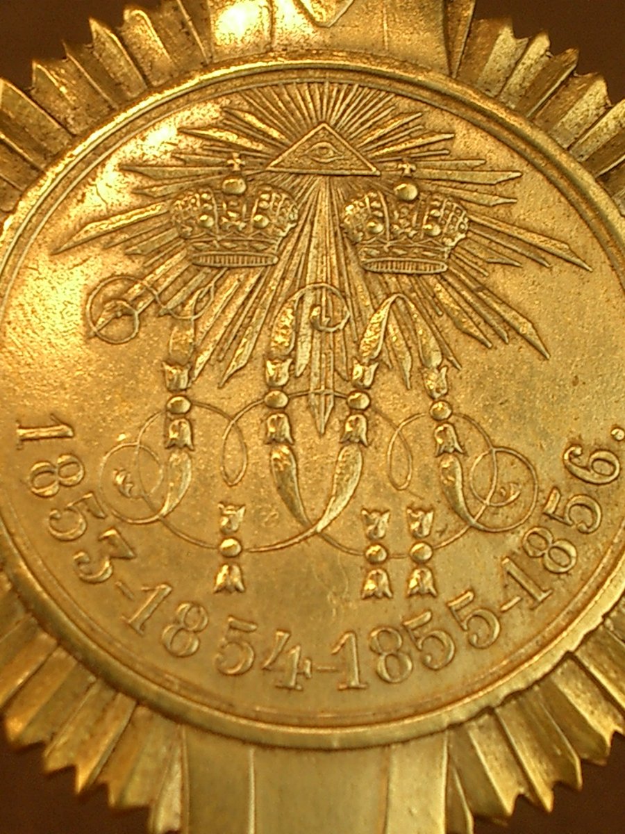Cross In Gilded Metal Commemorating The Crimean War Russsie 1856-photo-3