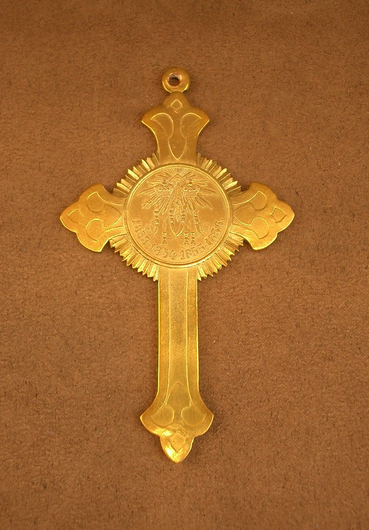 Cross In Gilded Metal Commemorating The Crimean War Russsie 1856
