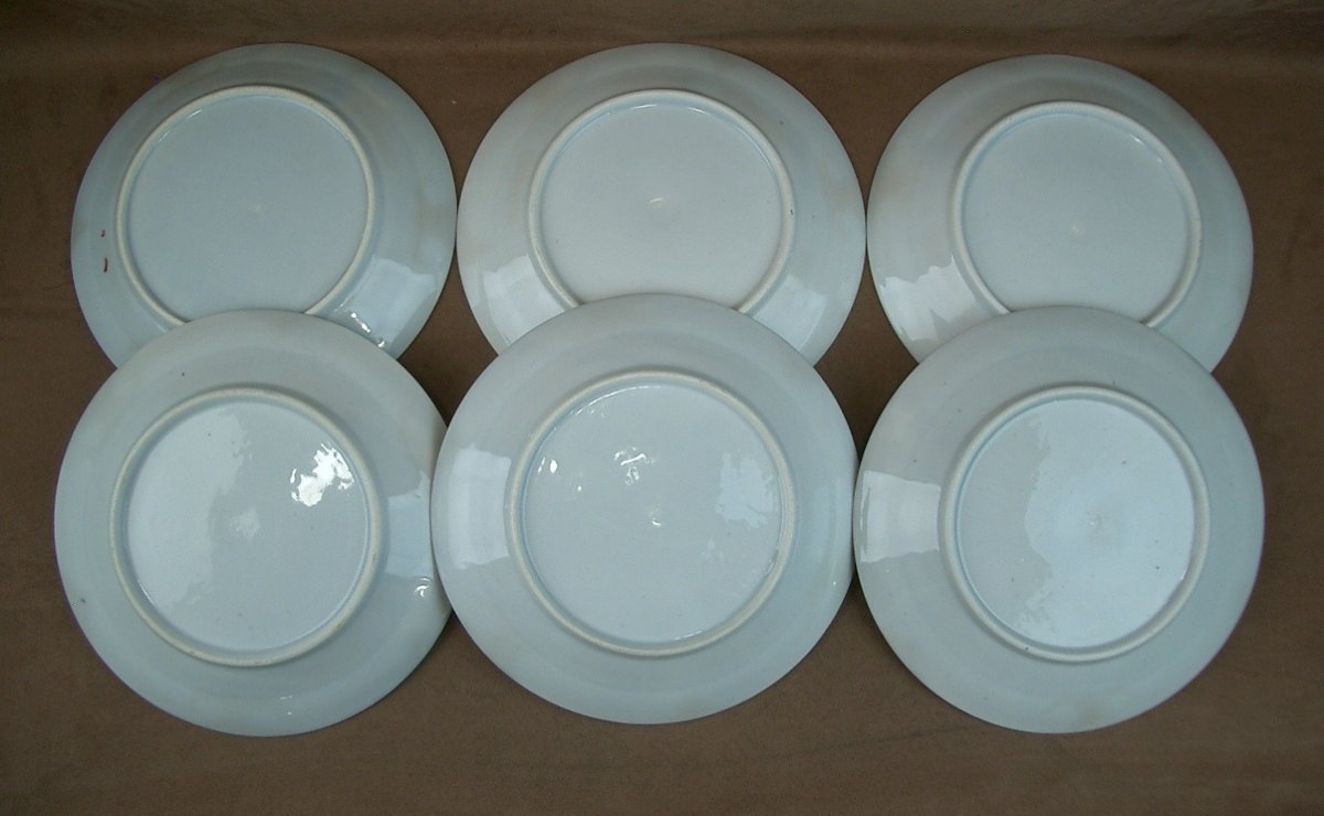 Set Of 6 Plates In Bayeux Porcelain, Imari Design-photo-7