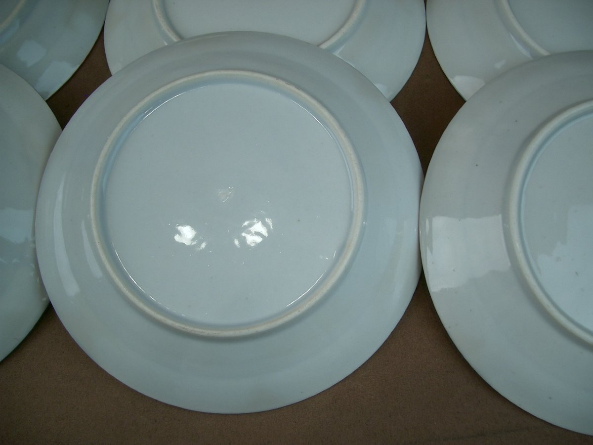 Set Of 6 Plates In Bayeux Porcelain, Imari Design-photo-8