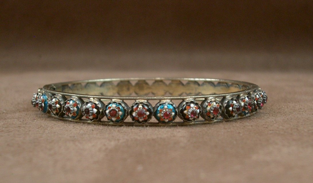 Bracelet ancien jonc en vermeil et émaux bressans-photo-4