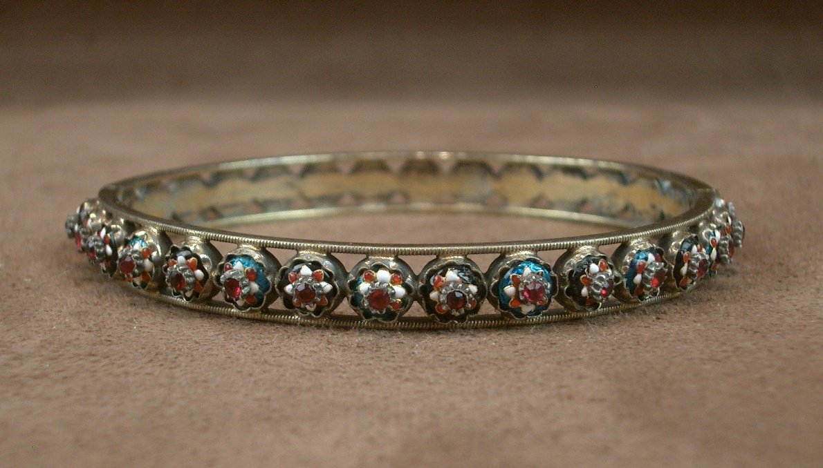 Bracelet ancien jonc en vermeil et émaux bressans-photo-2