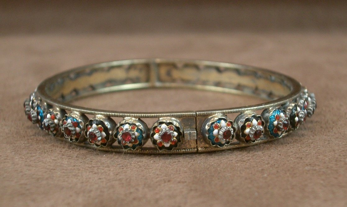 Bracelet ancien jonc en vermeil et émaux bressans-photo-3