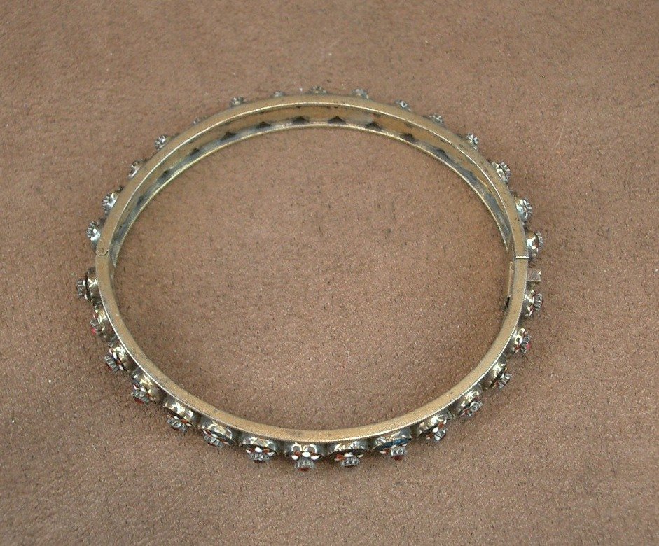 Bracelet ancien jonc en vermeil et émaux bressans-photo-4