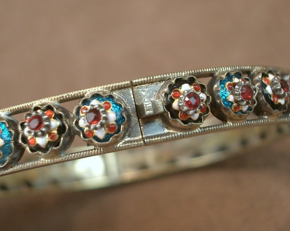 Bracelet ancien jonc en vermeil et émaux bressans-photo-5